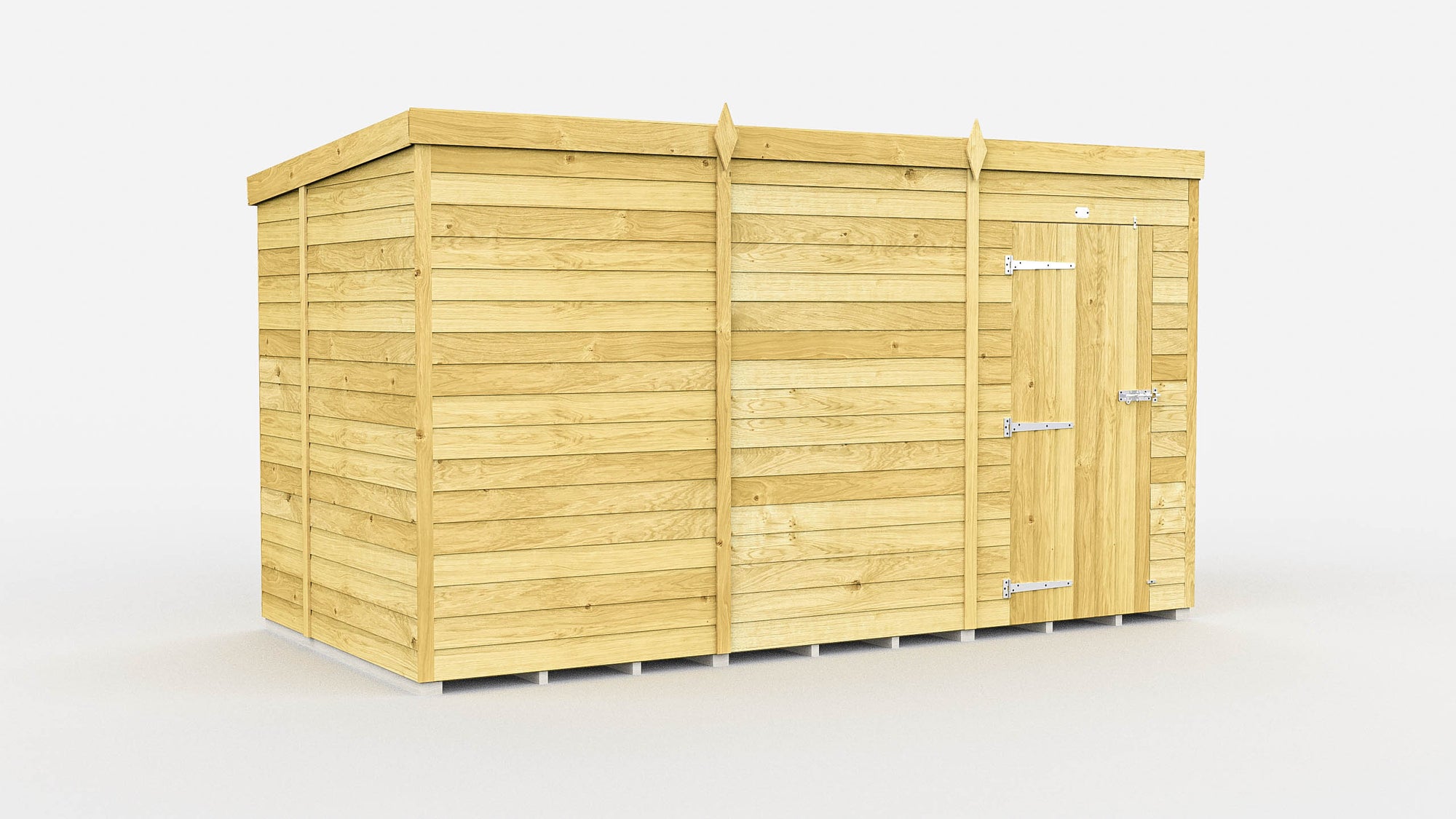 Elmstead Pent Shed Single Door Without Windows External View