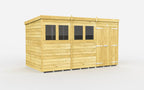 Elmstead Pent Shed Double Door With Windows External View