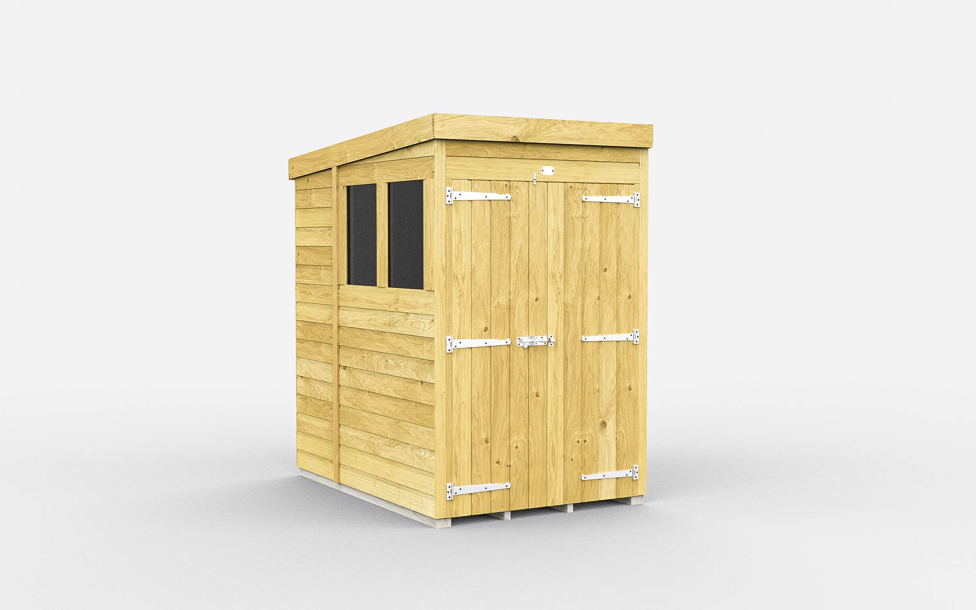 Elmstead Pent Shed Double Door With Windows External View