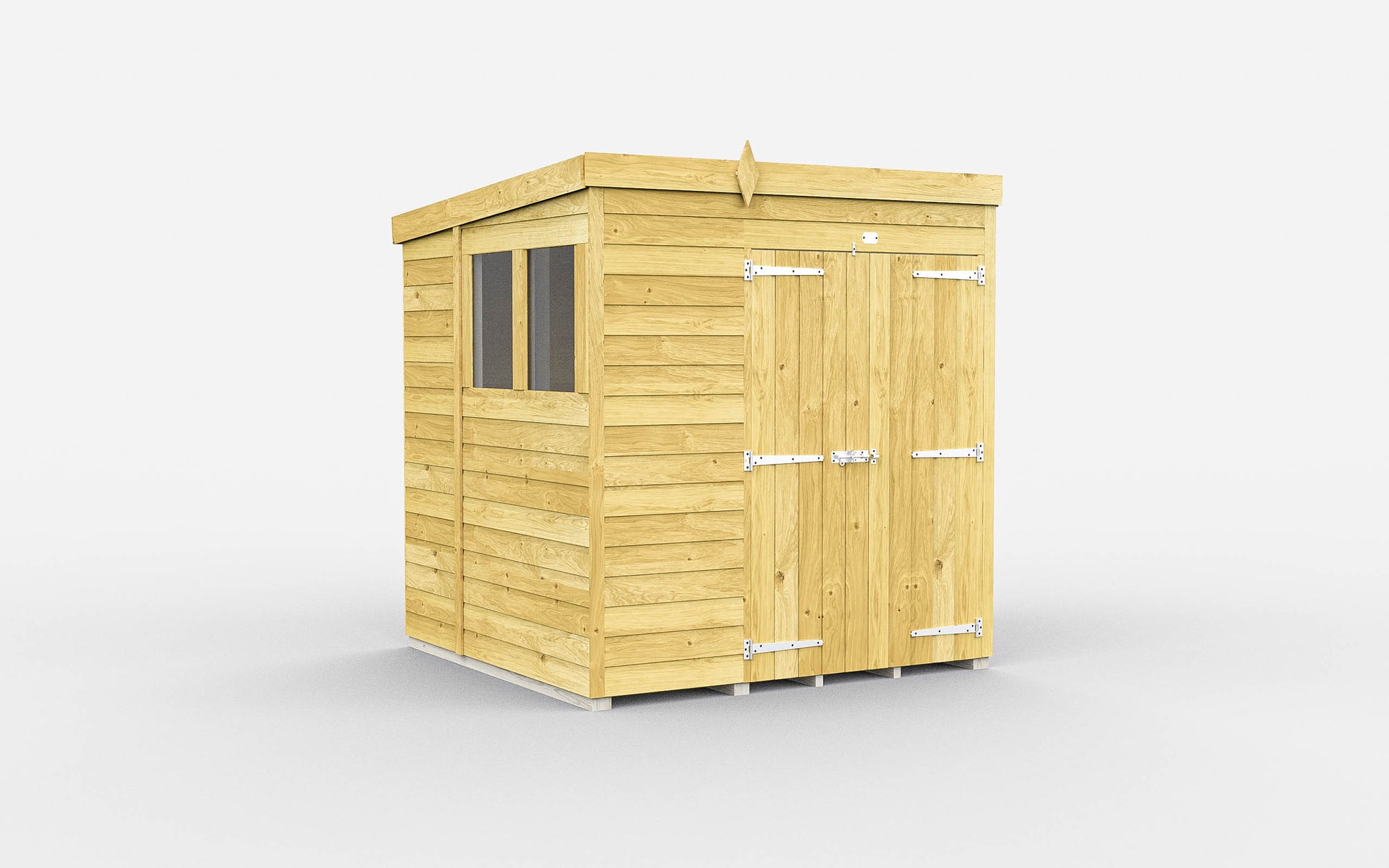 Elmstead Pent Shed Double Door With Windows External View