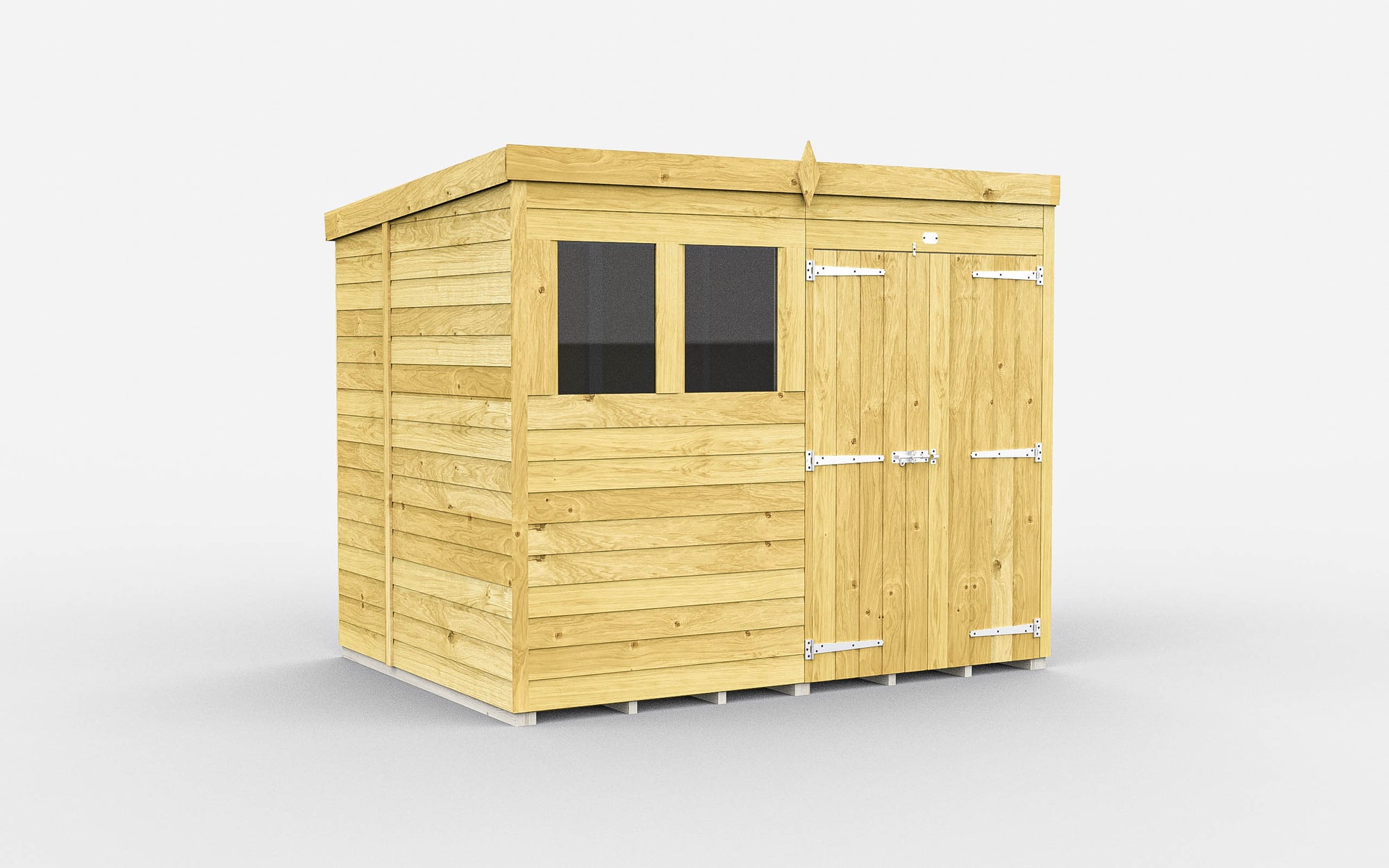 Elmstead Pent Shed Double Door With Windows External View