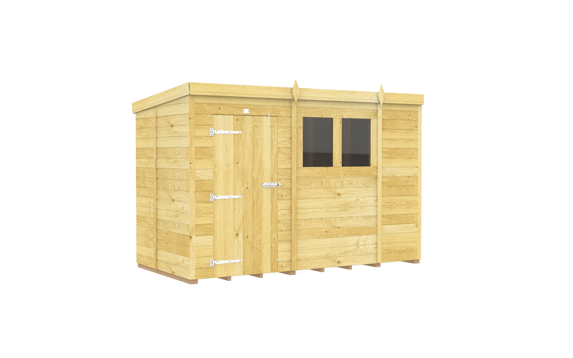 Elmstead Pent Shed Single Door With Windows External View
