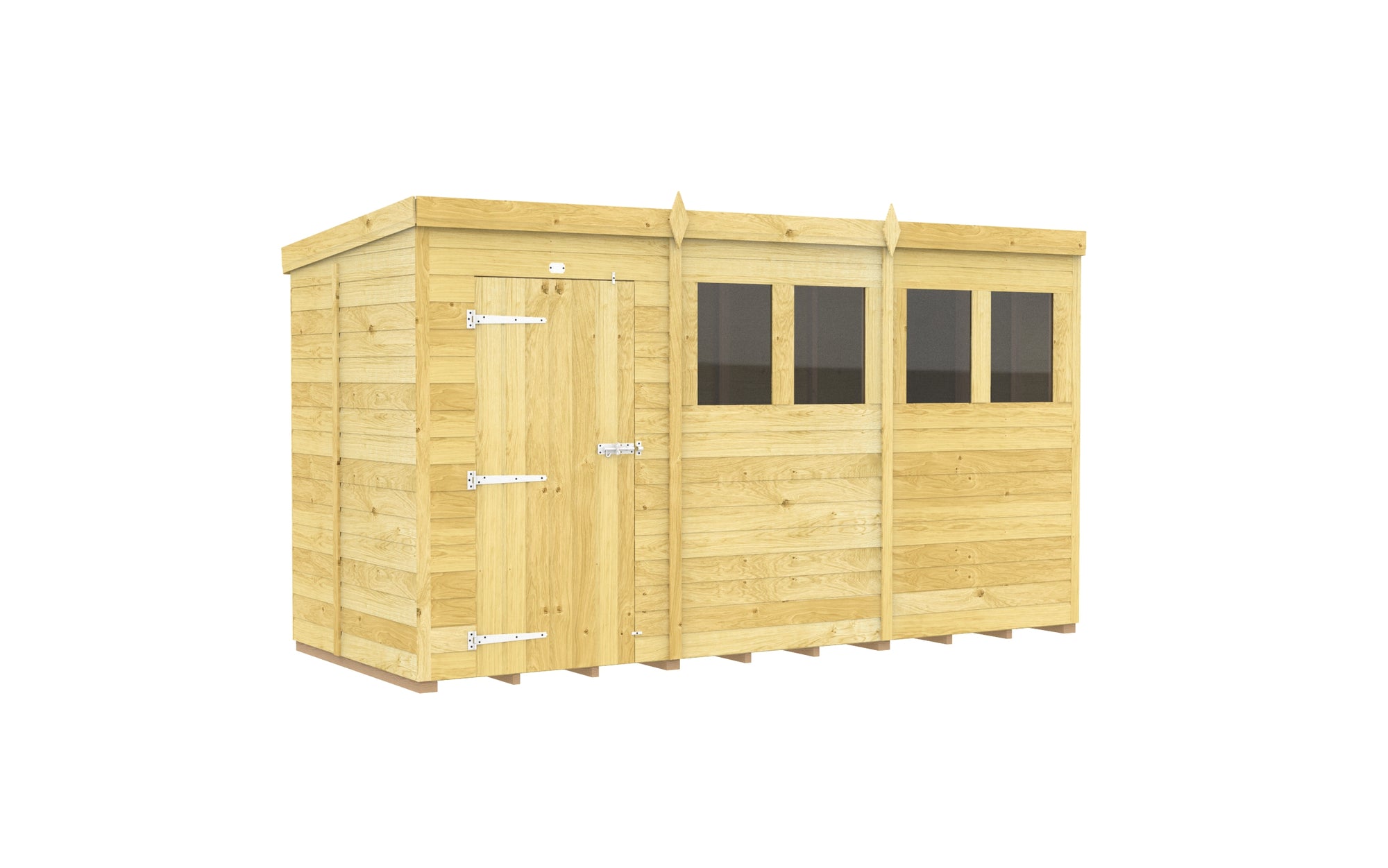 Elmstead Pent Shed Single Door With Windows External View
