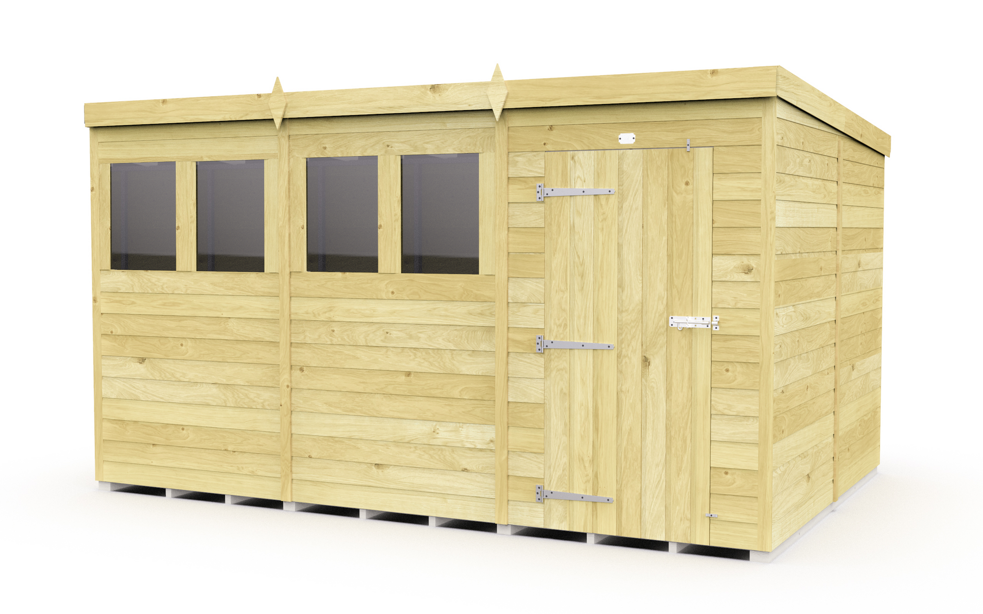 Elmstead Pent Shed Single Door With Windows External View