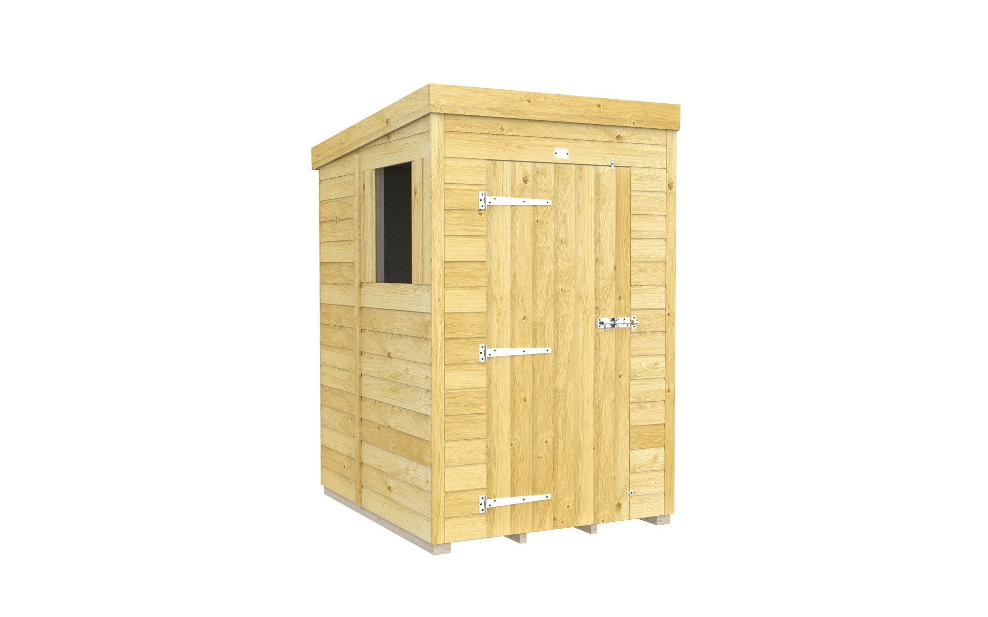 Elmstead Pent Shed Single Door With Windows External View