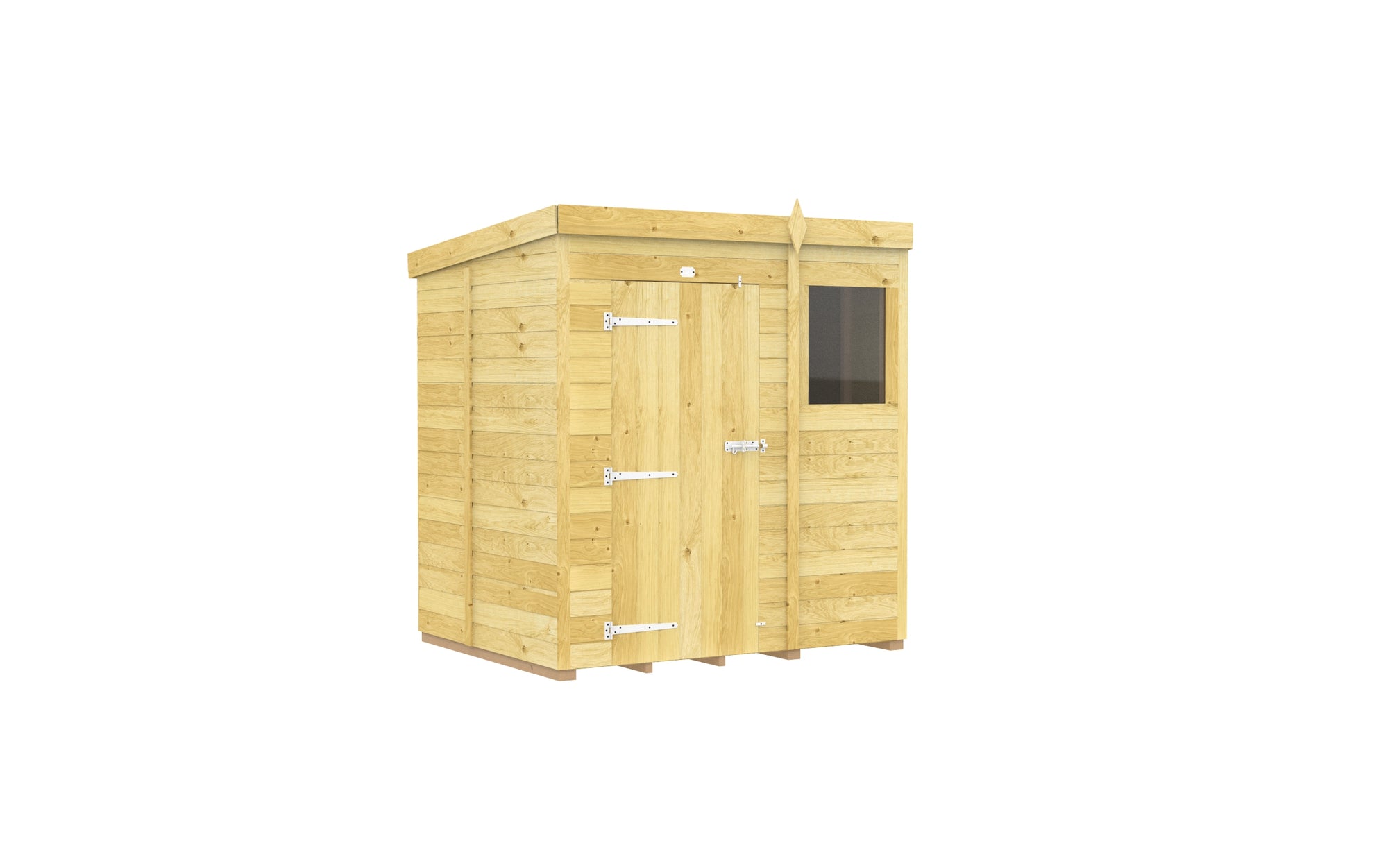 Elmstead Pent Shed Single Door With Windows External View