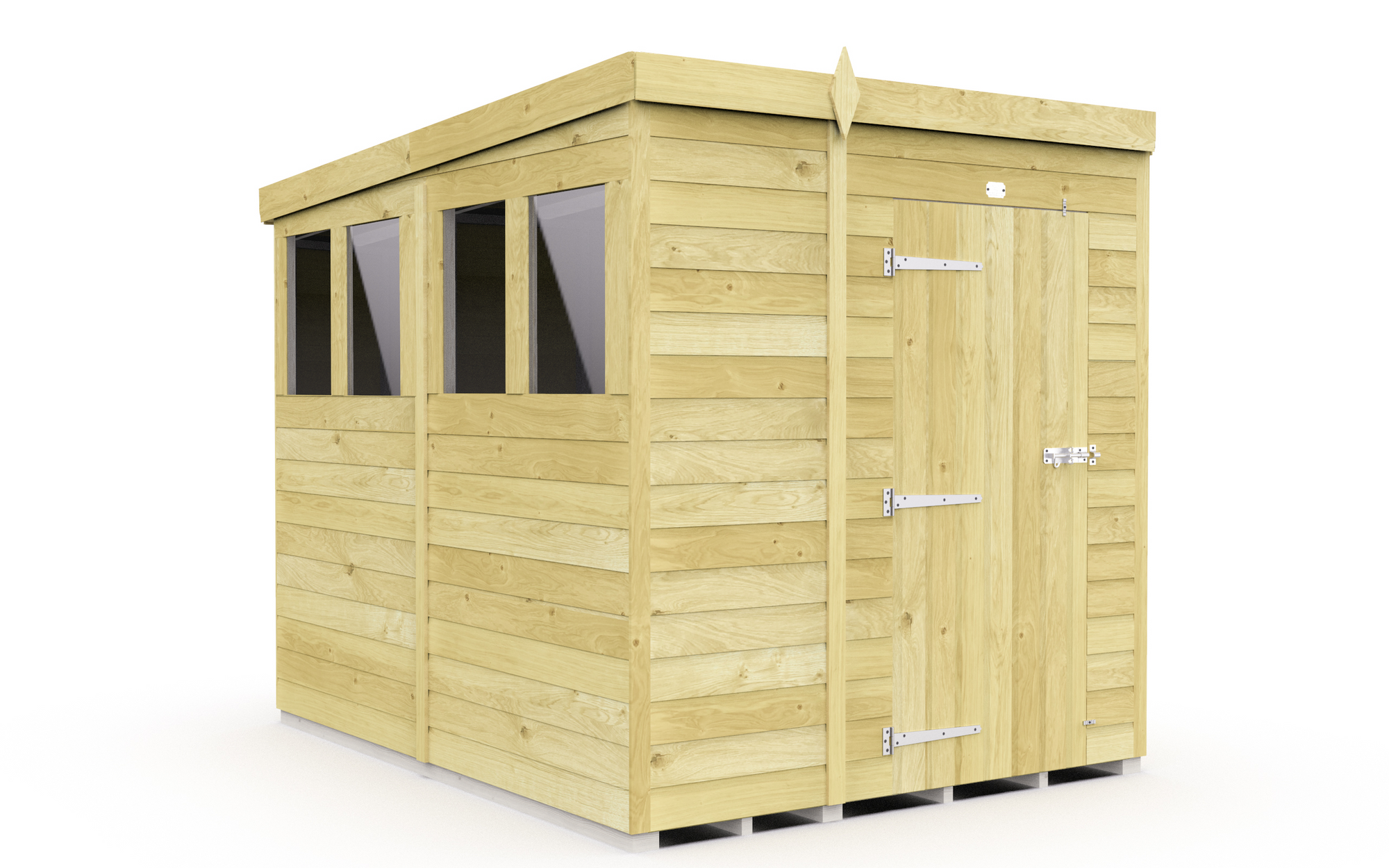 Elmstead Pent Shed Single Door With Windows External View