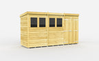 Elmstead Pent Shed Double Door With Windows External View
