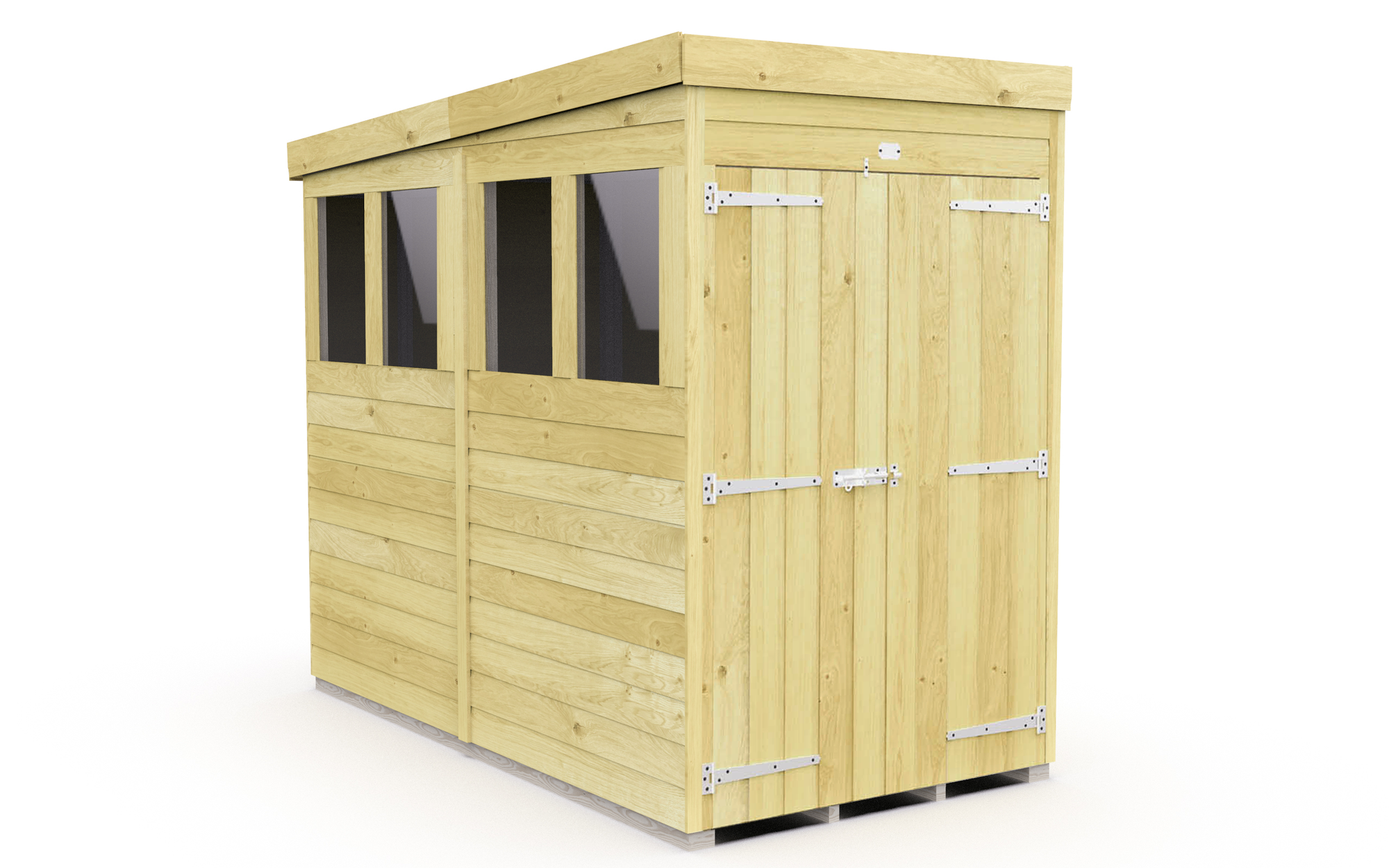 Elmstead Pent Shed Double Door With Windows External View