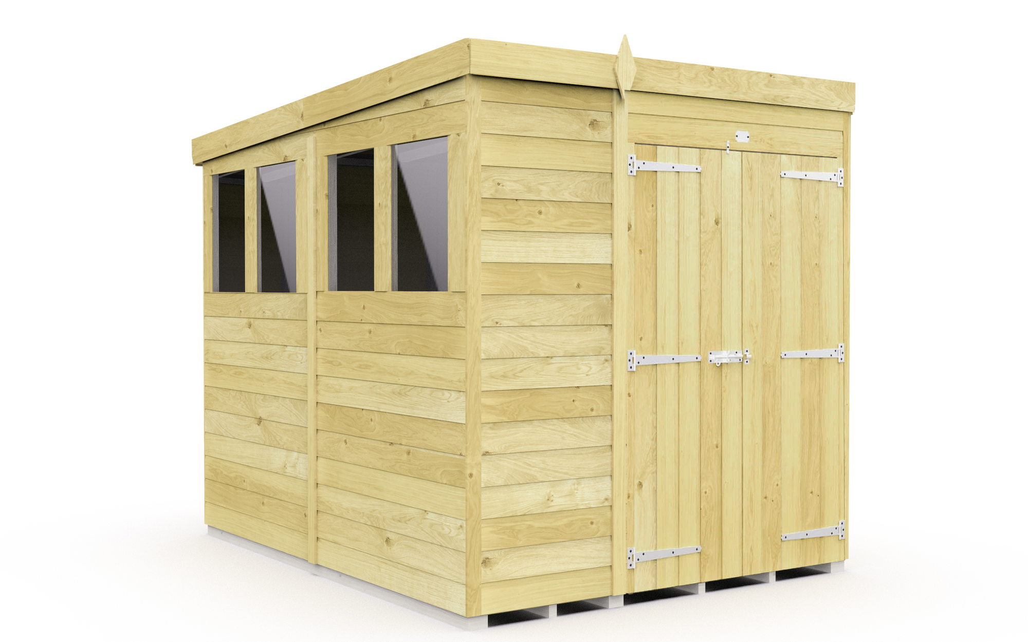 Elmstead Pent Shed Double Door With Windows External View