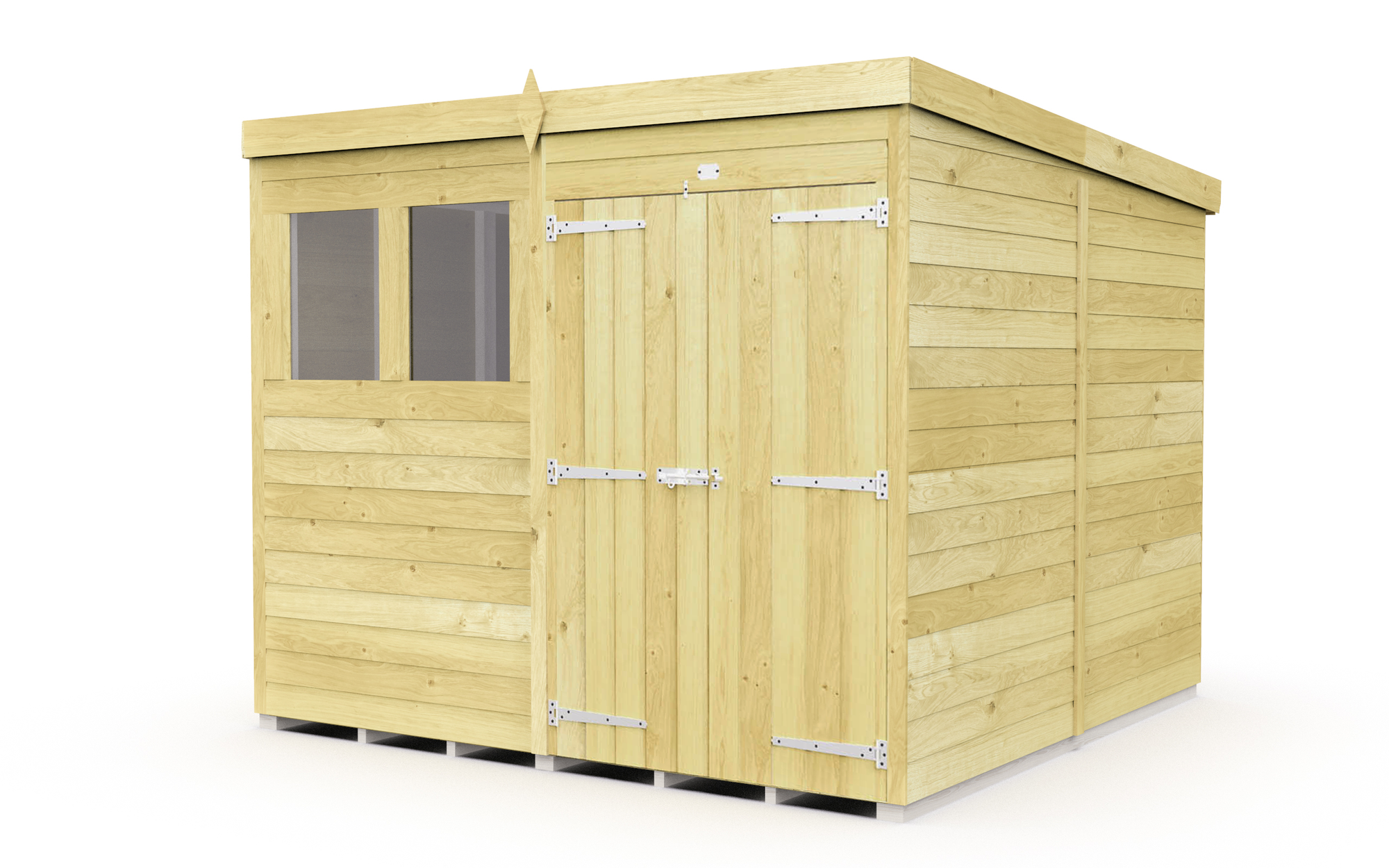Elmstead Pent Shed Double Door With Windows External View
