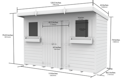 Elmstead Pent Summer Shed Dimensional Drawings