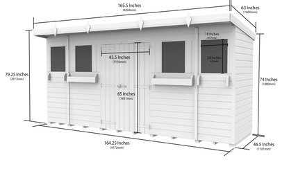 Elmstead Pent Summer Shed Dimensional Drawings