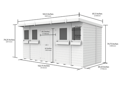 Elmstead Pent Summer Shed Dimensional Drawings