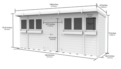 Elmstead Pent Summer Shed Dimensional Drawings