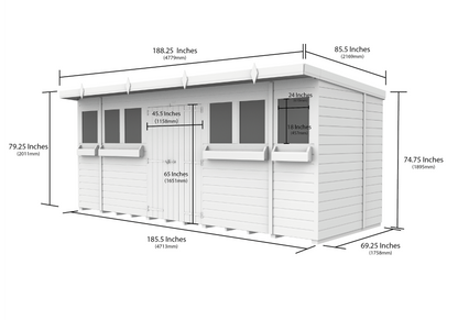 Elmstead Pent Summer Shed Dimensional Drawings
