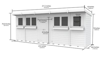 Elmstead Pent Summer Shed Dimensional Drawings