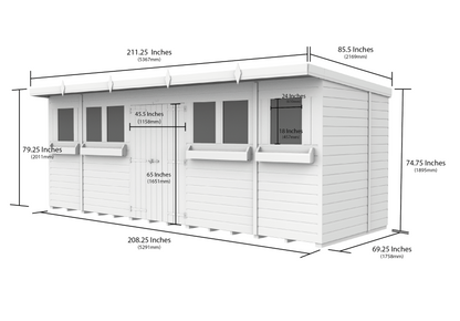Elmstead Pent Summer Shed Dimensional Drawings