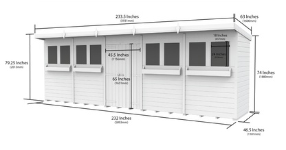 Elmstead Pent Summer Shed Dimensional Drawings