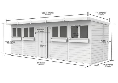 Elmstead Pent Summer Shed Dimensional Drawings