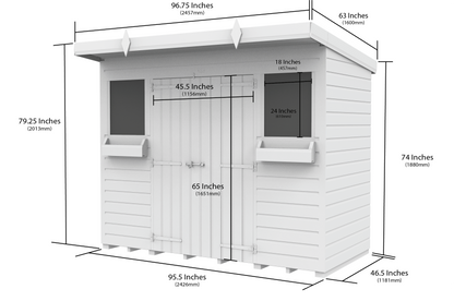 Elmstead Pent Summer Shed Dimensional Drawings