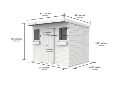 Elmstead Pent Summer Shed Dimensional Drawings