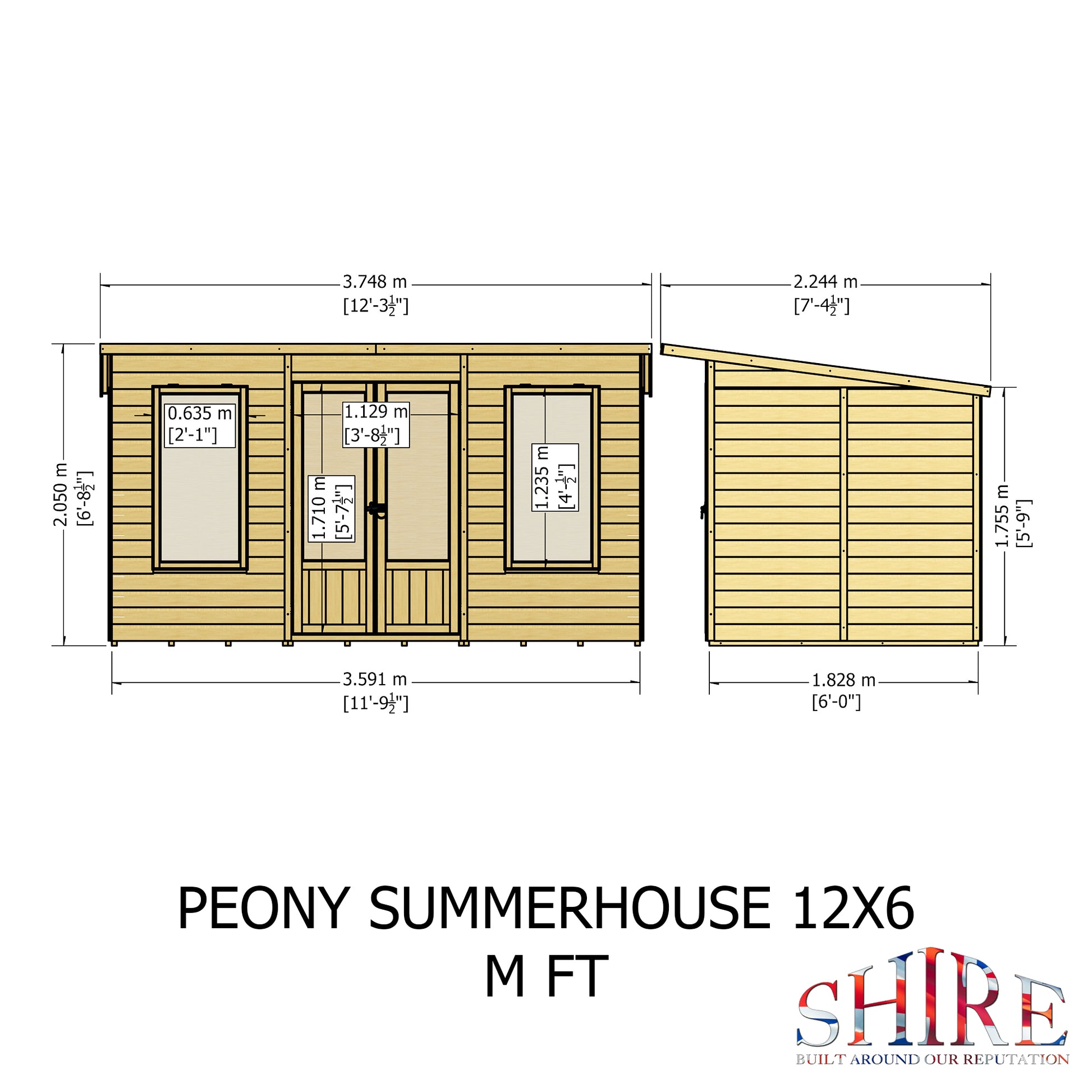 Shire Peony Pent Summerhouse 12x6