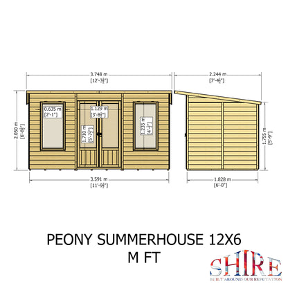 Shire Peony Pent Summerhouse 12x6