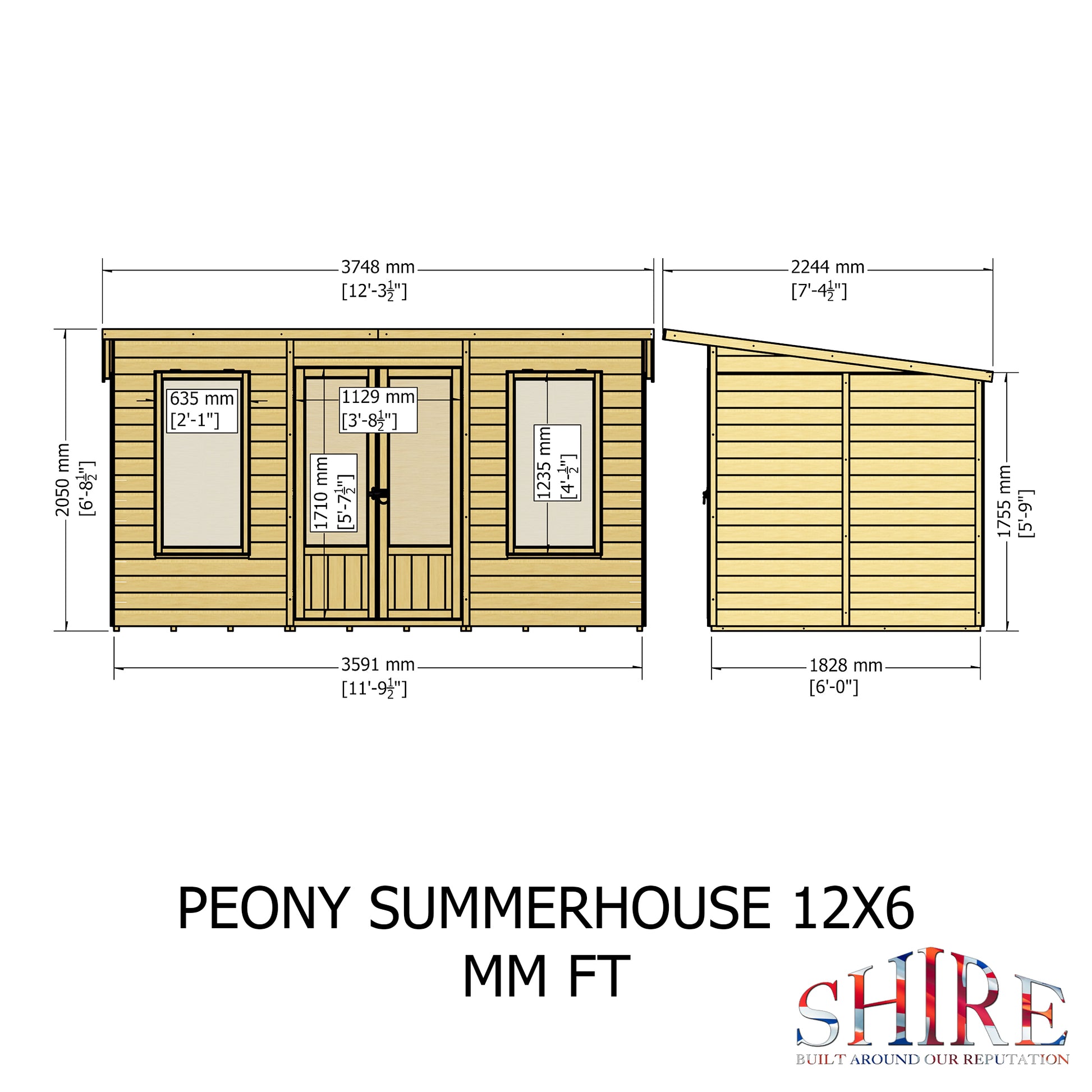 Shire Peony Pent Summerhouse 12x6