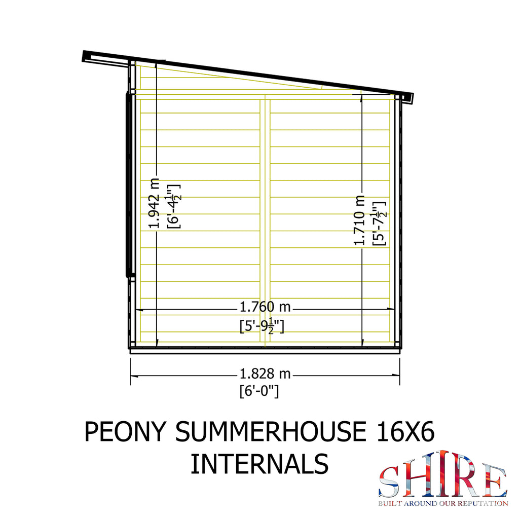 Shire Peony Pent Summerhouse 16x6