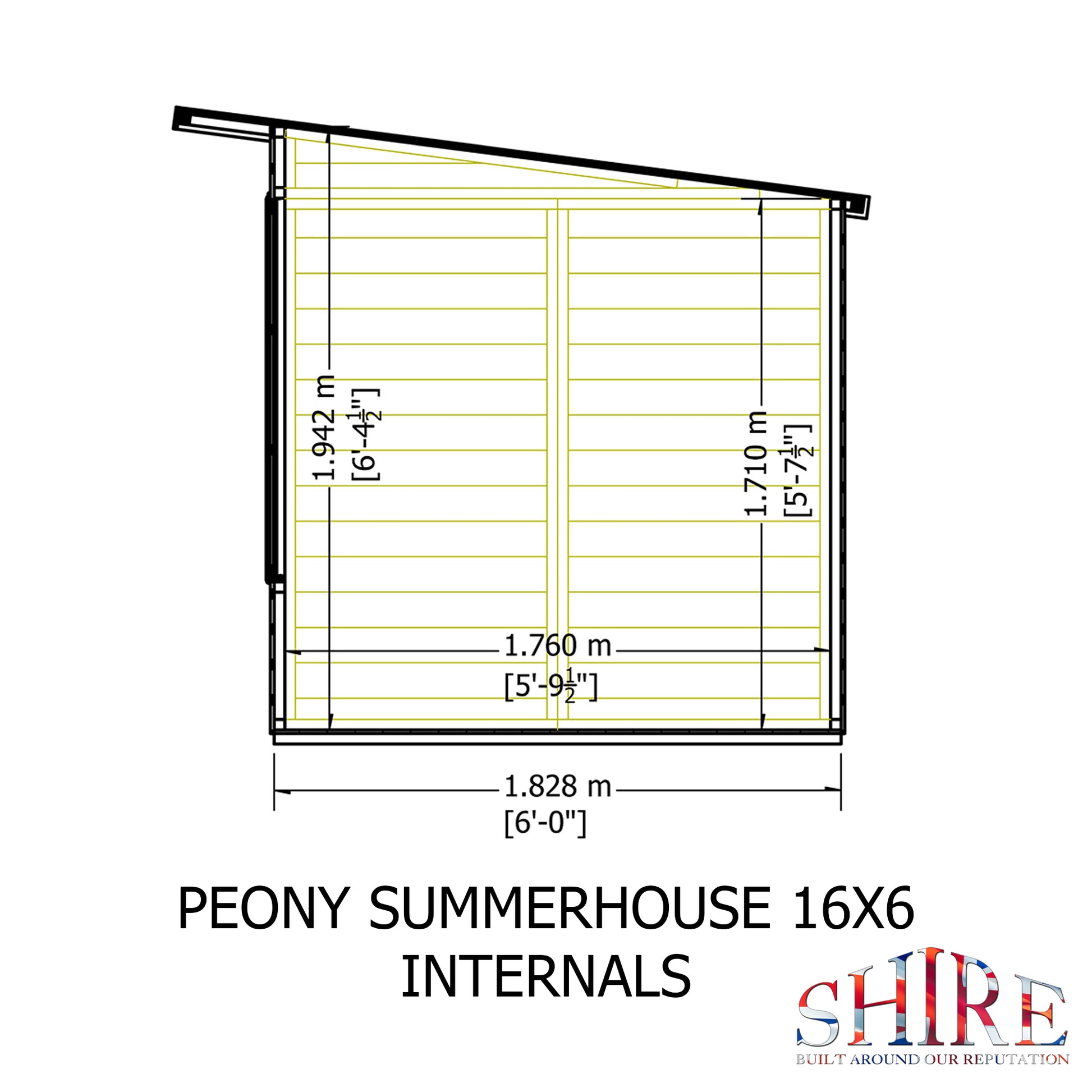 Shire Peony Pent Summerhouse 16x6