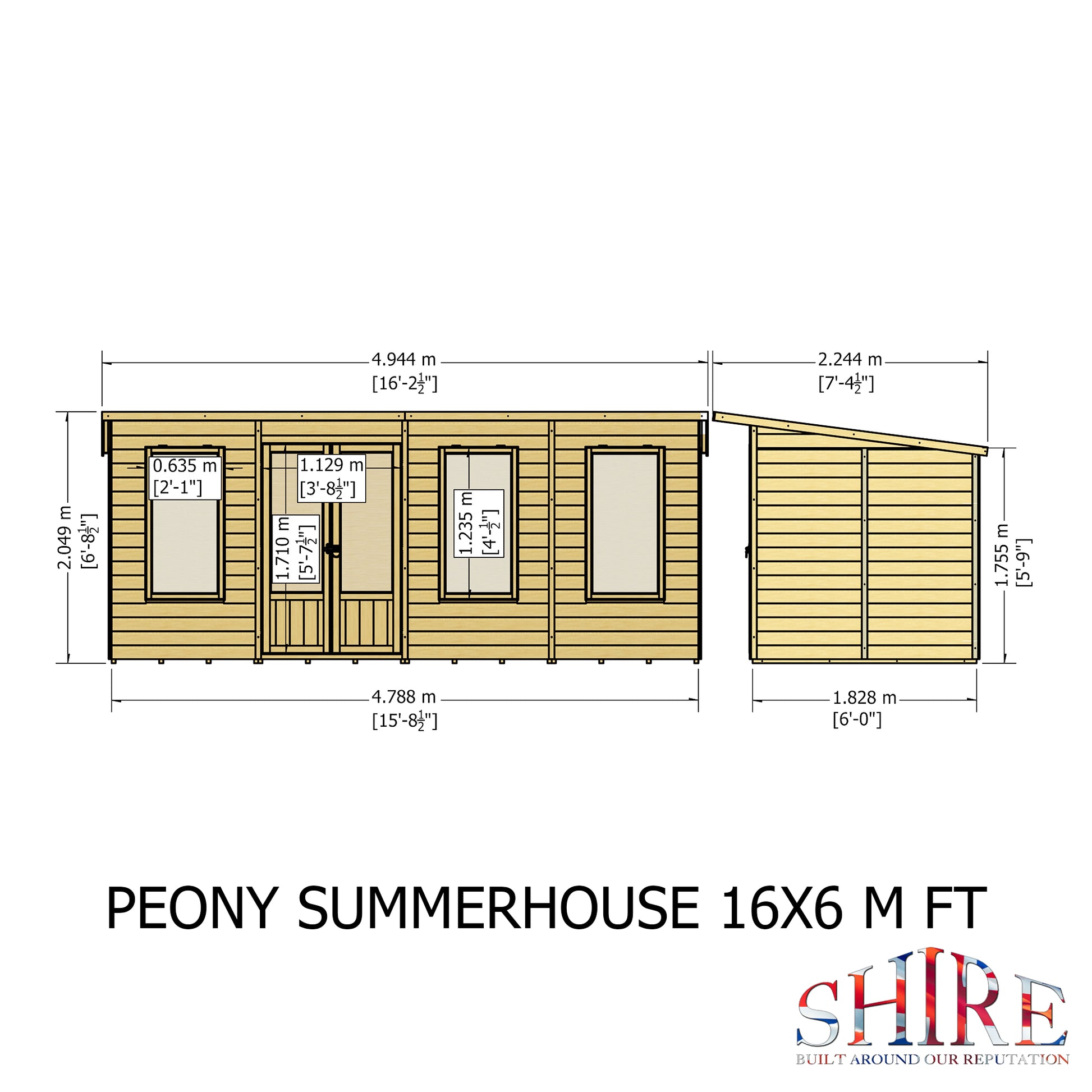 Shire Peony Pent Summerhouse 16x6