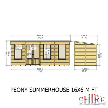 Shire Peony Pent Summerhouse 16x6