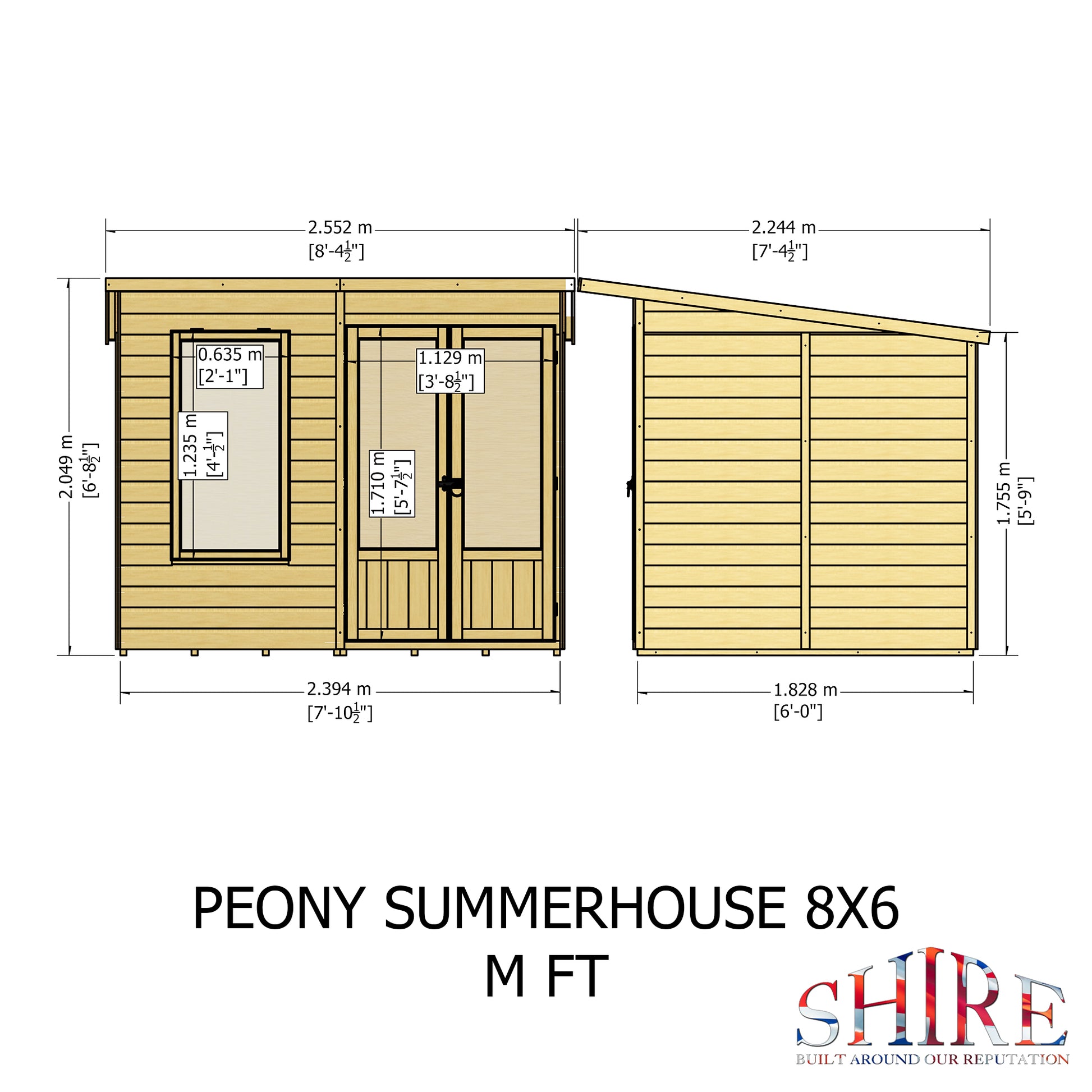 Shire Peony Pent Summerhouse 8x6