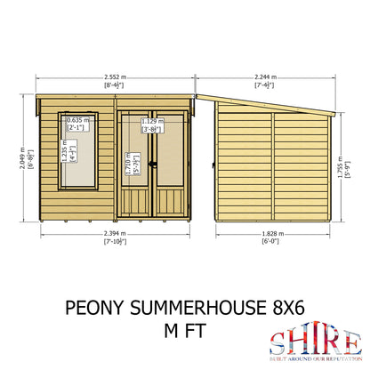 Shire Peony Pent Summerhouse 8x6