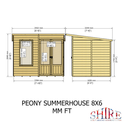Shire Peony Pent Summerhouse 8x6