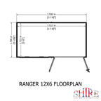 Shire Ranger Pent Premium Shiplap Garden Shed 12x6