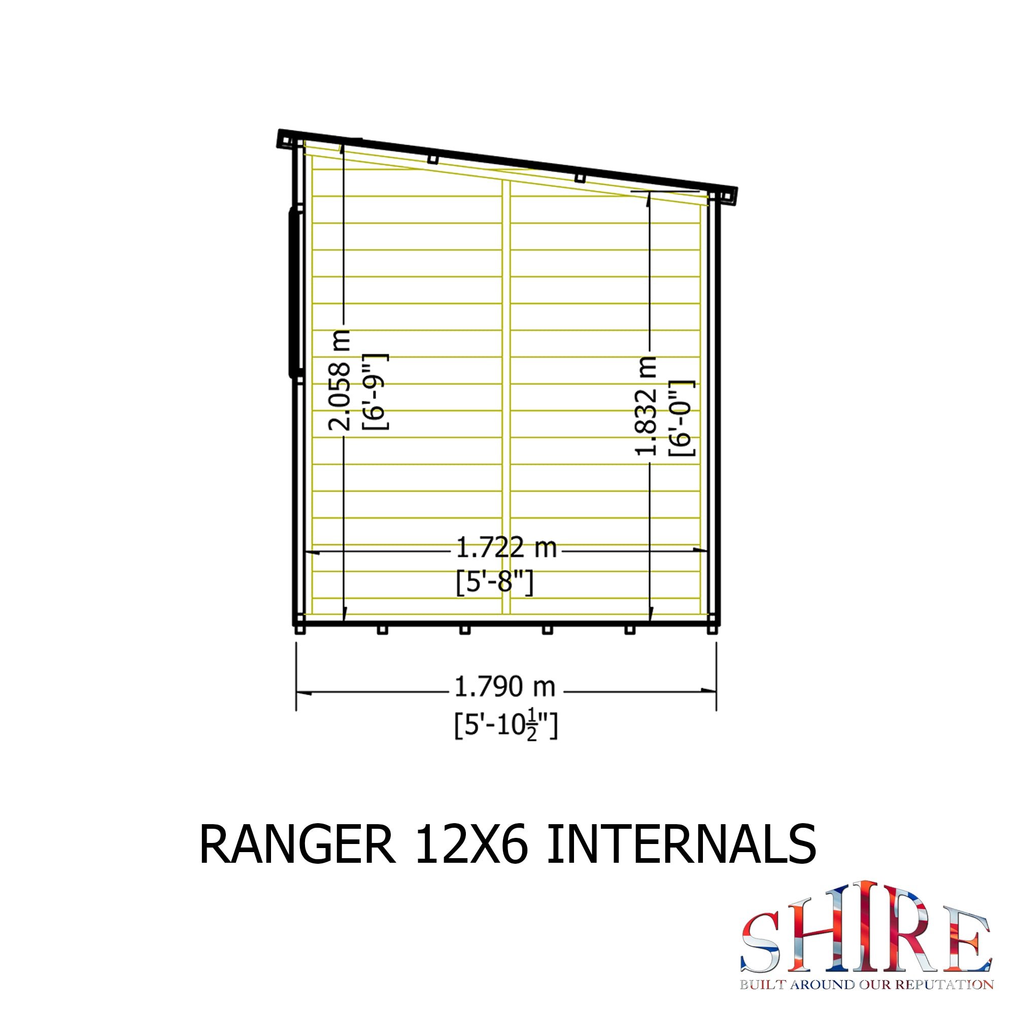 Shire Ranger Pent Premium Shiplap Garden Shed 12x6