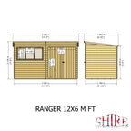 Shire Ranger Pent Premium Shiplap Garden Shed 12x6