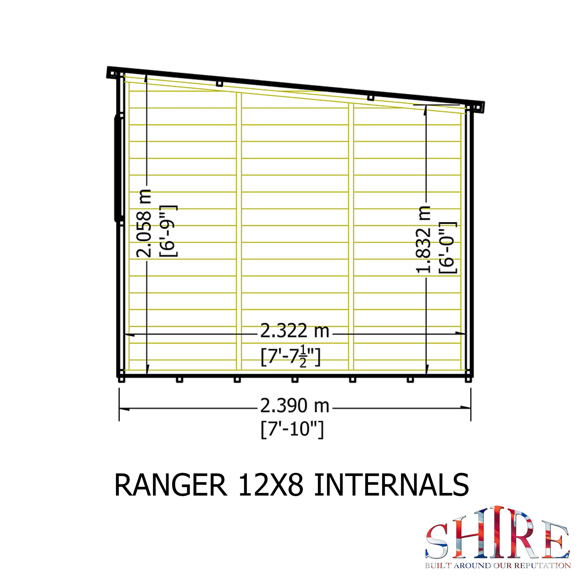 Shire Ranger Pent Premium Shiplap Garden Shed 12x8