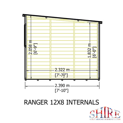 Shire Ranger Pent Premium Shiplap Garden Shed 12x8