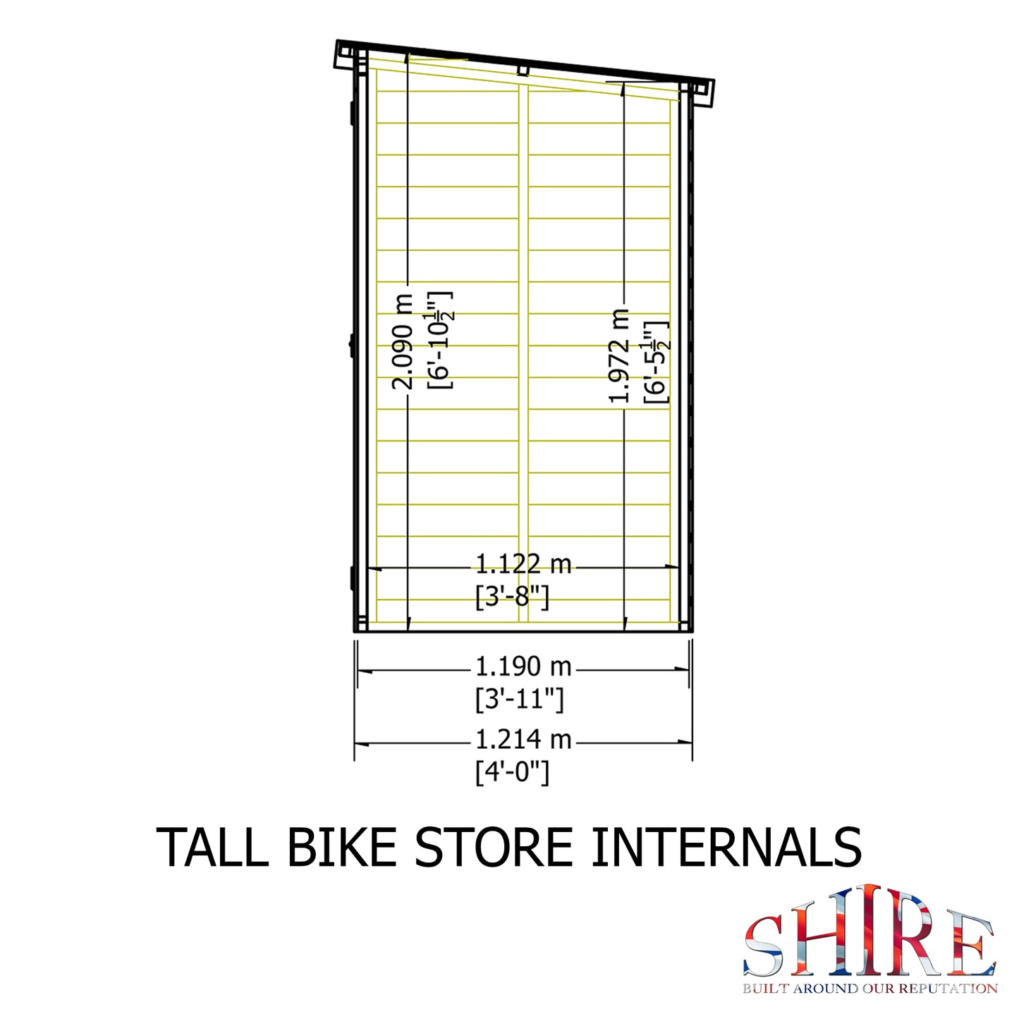 Shire Shiplap Tall Push Bike Storage Shed 7' x 4' (No Floor)