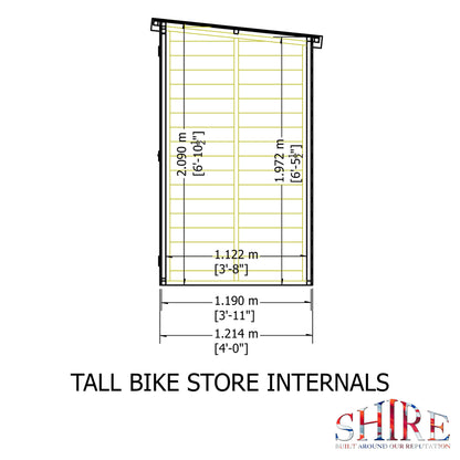 Shire Shiplap Tall Push Bike Storage Shed 7' x 4' (No Floor)