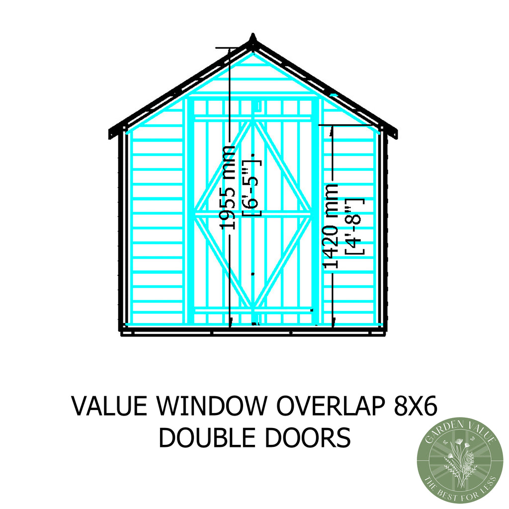 Shire Apex Dip Treated Overlap Garden Shed 8x6