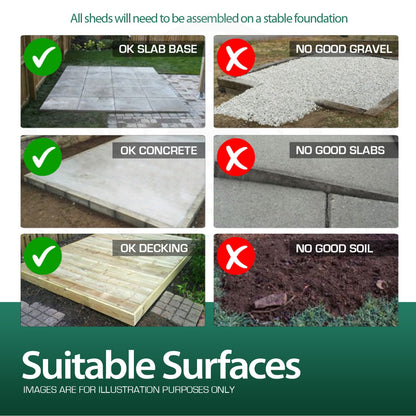 Elmstead Apex Shed Suitable Surfaces