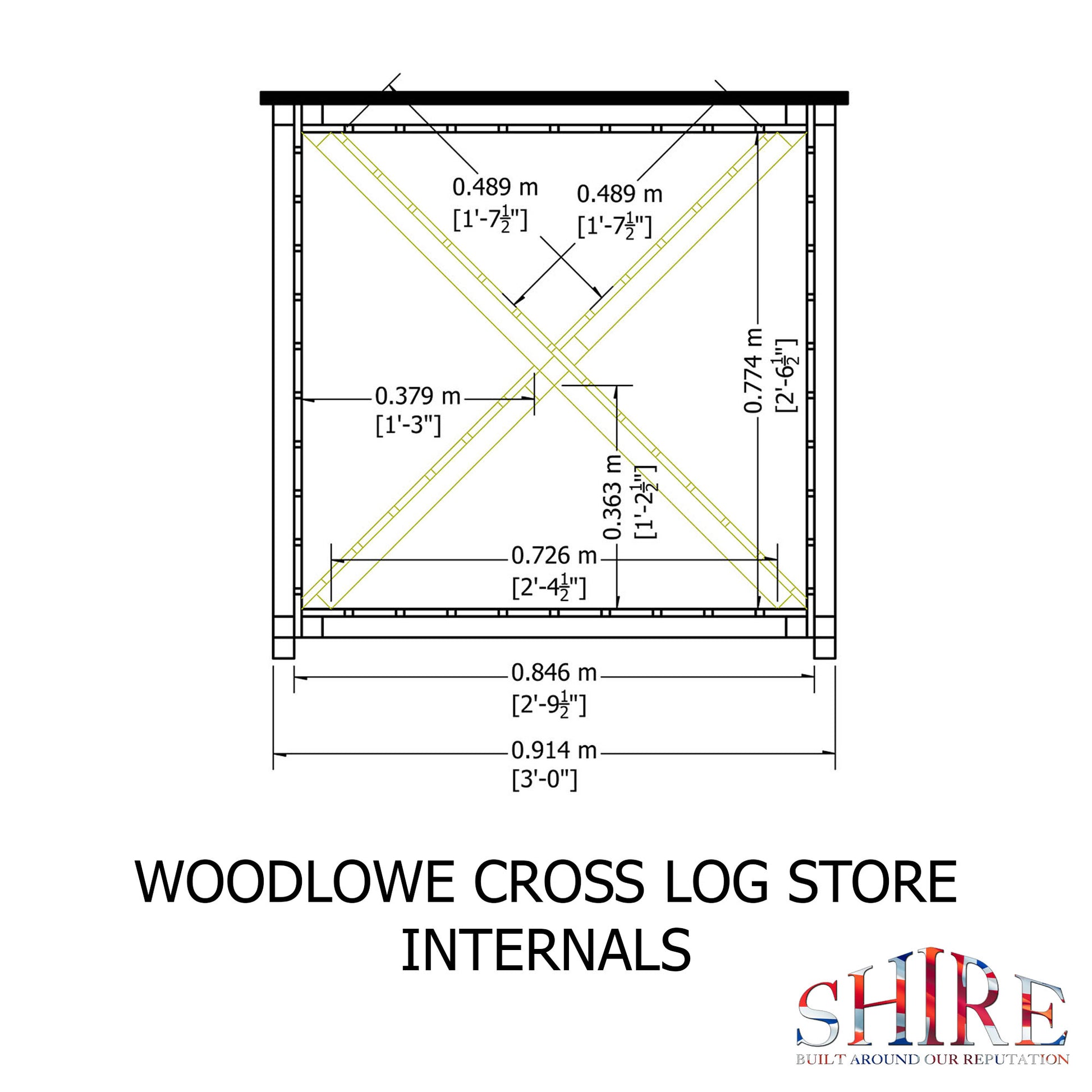 Shire 3 x 1 Woodlowe Cross Log Store - Pressure Treated