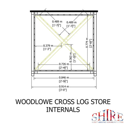Shire 3 x 1 Woodlowe Cross Log Store - Pressure Treated