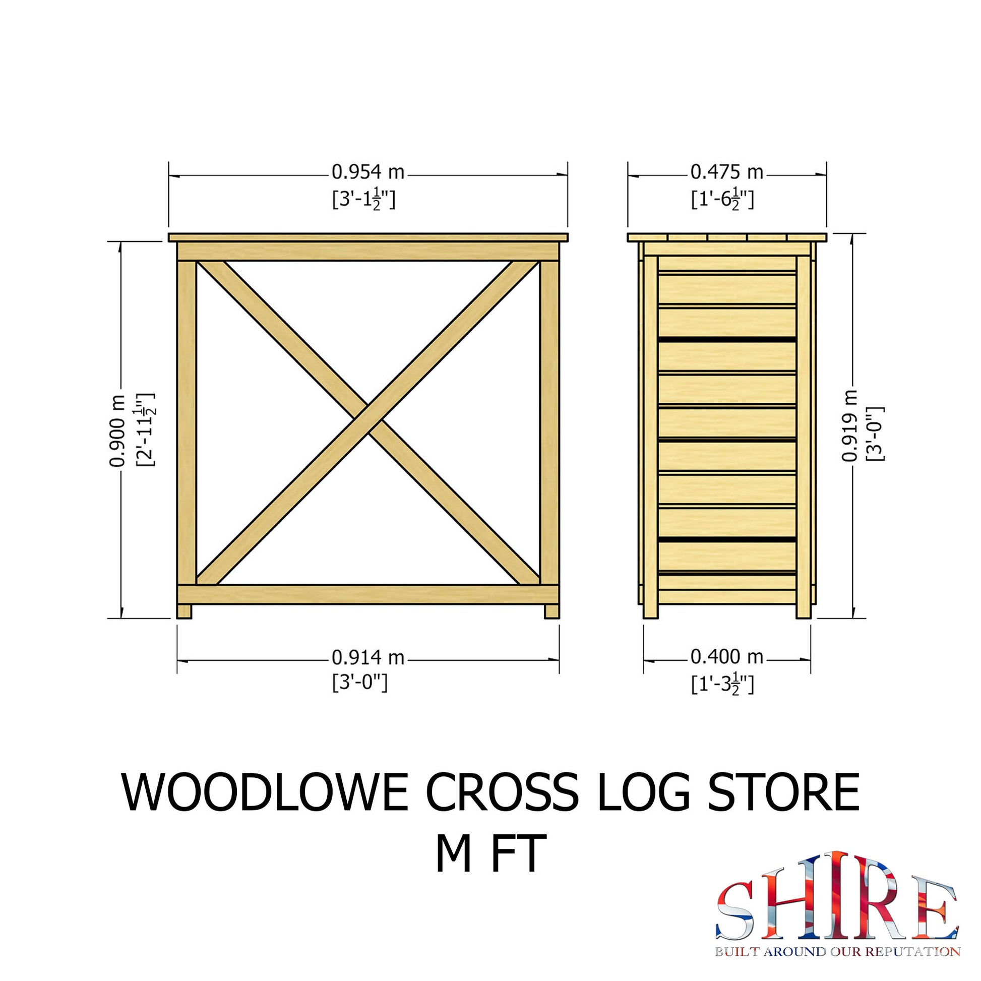 Shire 3 x 1 Woodlowe Cross Log Store - Pressure Treated