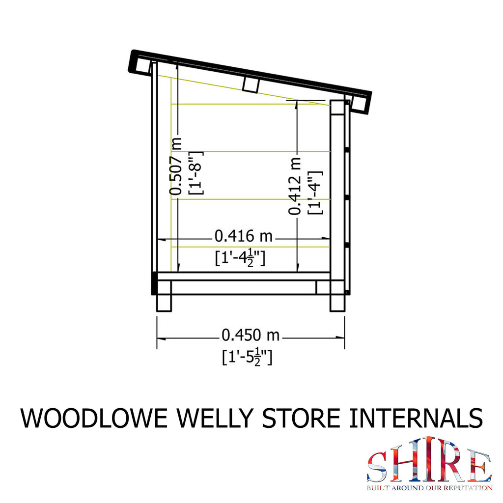Shire 3 x 2 Woodlowe Pent Welly Store - Pressure Treated